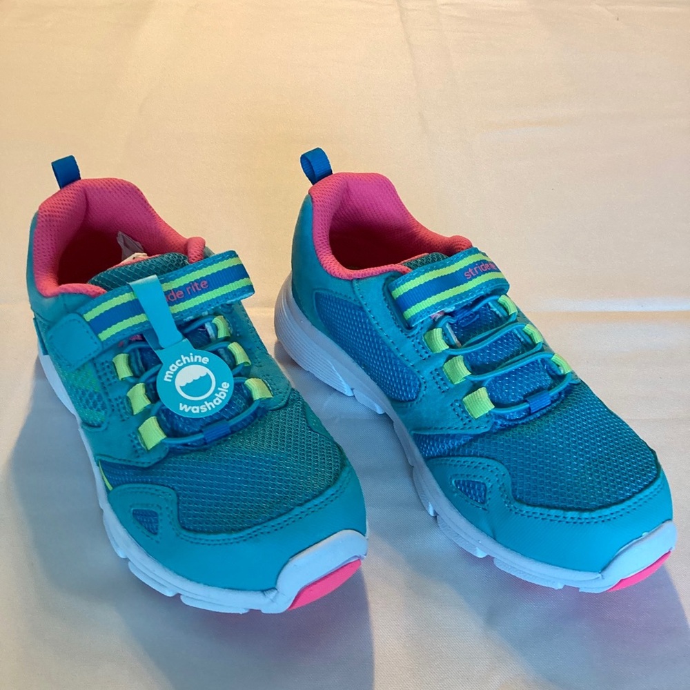 New Girls Stride Rite Tennis Shoes Sneakers Teal Size 2.5 Velcro